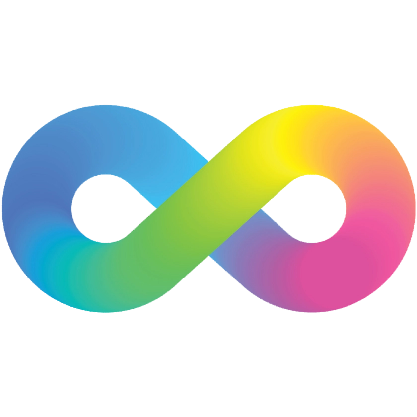 A rainbow infinity symbol